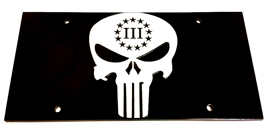 III% Three Precenters Punisher License Plate